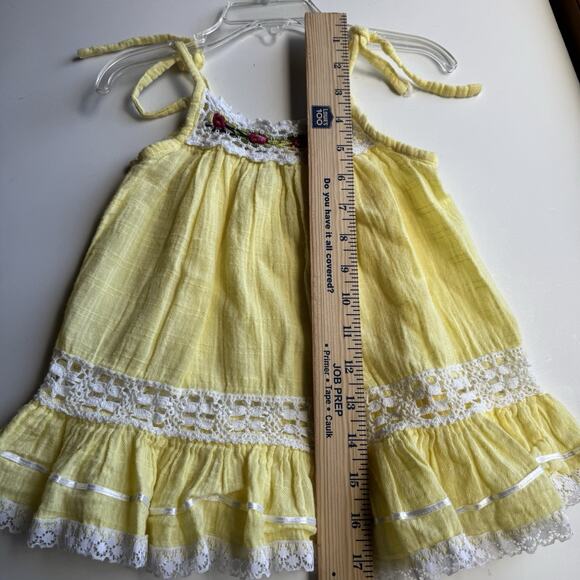 Toddler Baby Girl Mexican Dress Size 1-2yr Handmade Crochet Tiered Peasant Lace - Picture 6 of 6